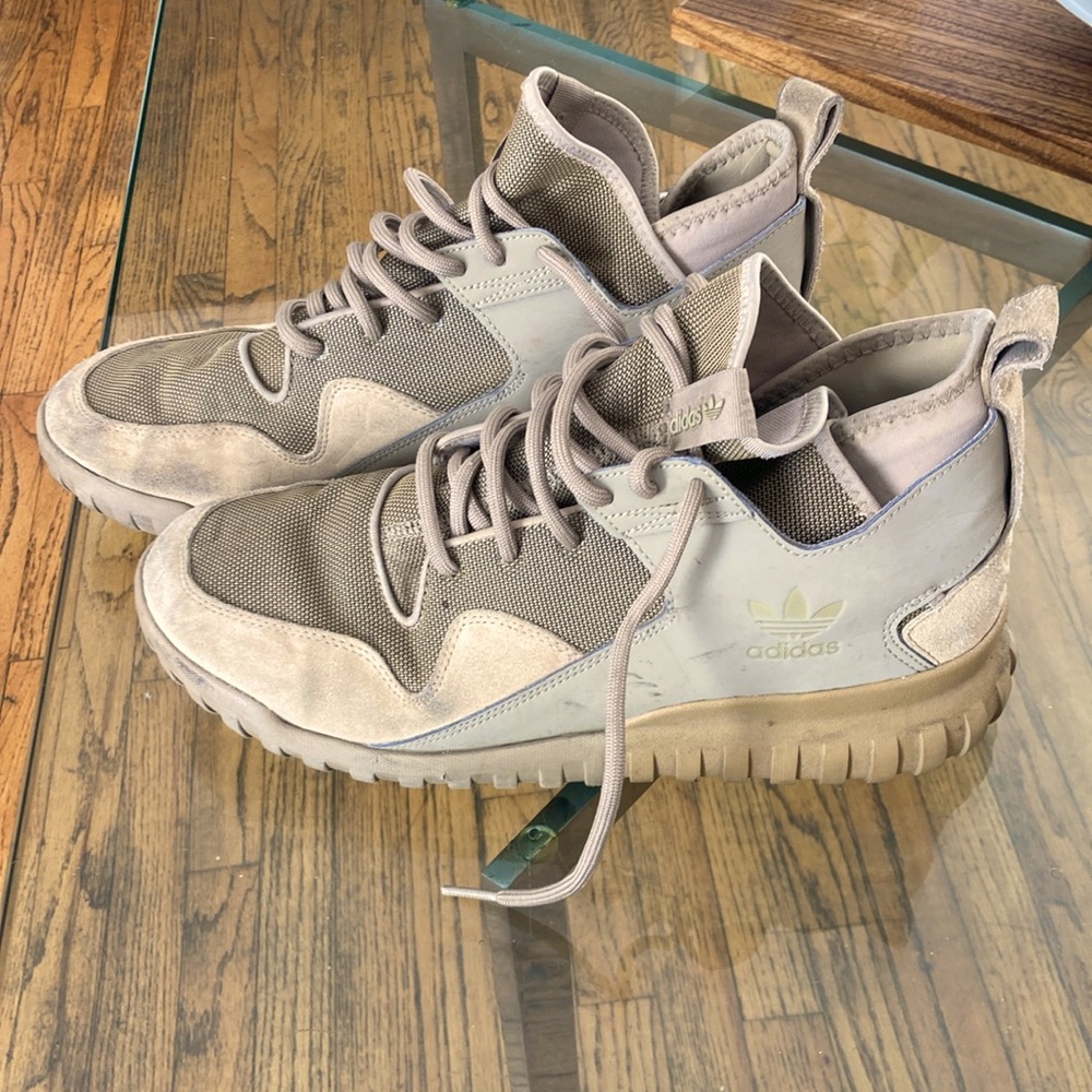 Adidas Tubular X Hemp Size 11.5 Tan x Silver reflective Sneakers like Yeezy